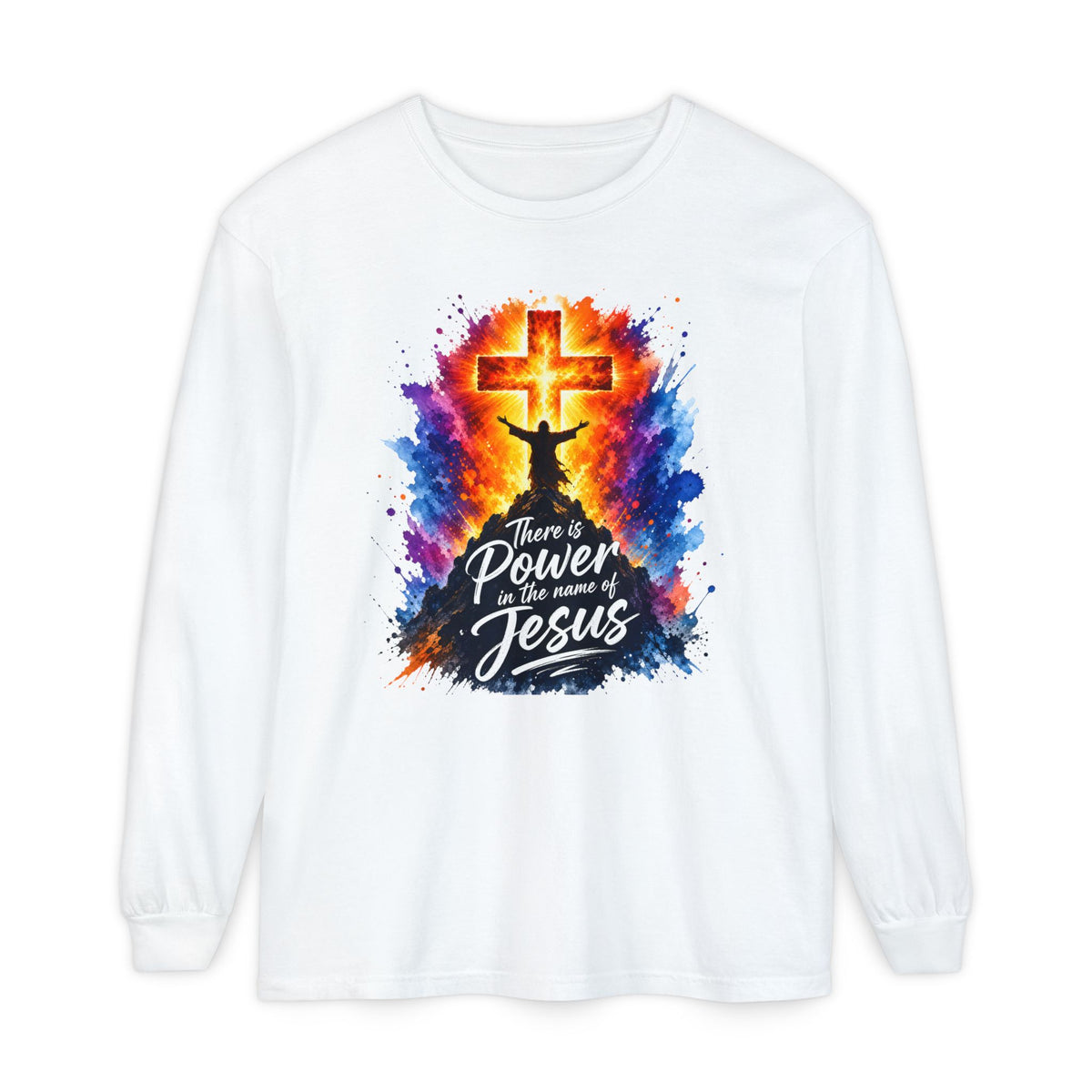 Philippians 2:9-10 There Is Power In The Name of Jesus Men's Long Sleeve T-Shirt